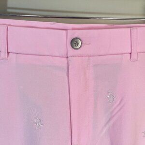 NWOT Penguin Performance Men's pink detailed flat front golf shorts 36 9' inseam